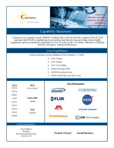 Capability Statement - Criterion Precision Machining
