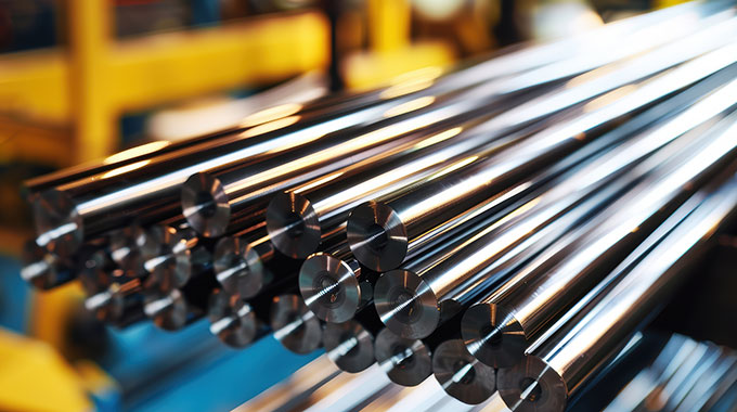 Metal rods laying horizontally